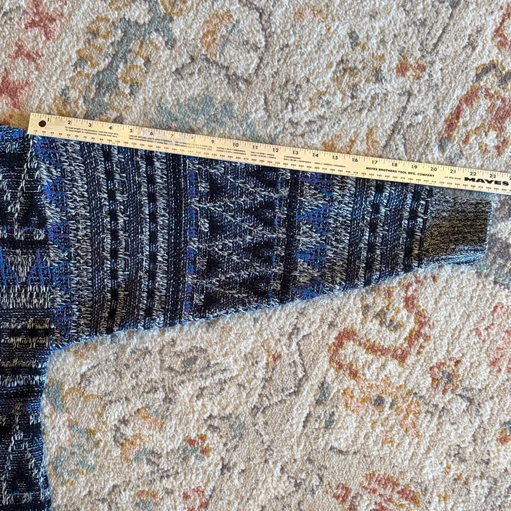 Method Vintage Geometric‎ Knit Cardigan Sweater XL Blue Gray Grandpa Cozy Boho